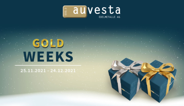 Gold Weeks bei der Auvesta: Beim Kauf von Edelmetallen lockt X-Mas Bonus