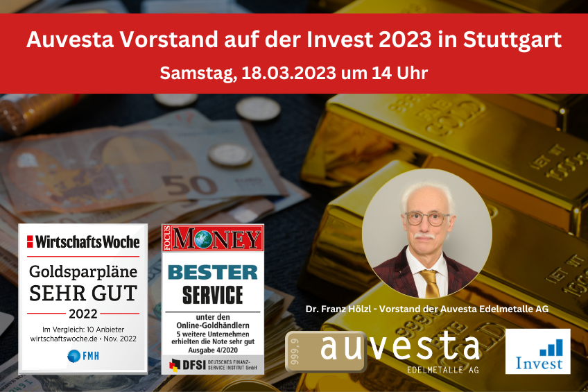 Auvesta Vorstand auf der Invest 2023 in Stuttgart zur Expertenrunde mit dem Thema Vermögen aufbauen und schützen